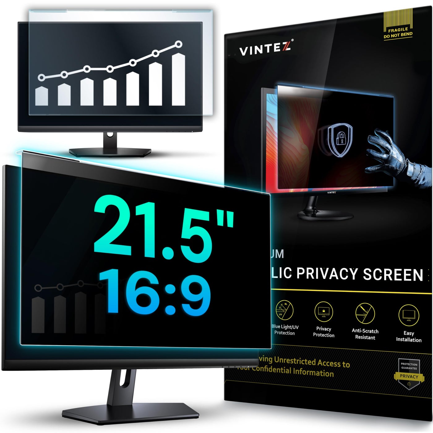 VINTEZ VINTEZ Acrylic 21 Computer Privacy Screen Filter 19.3" x 11.3" ZFFB4E3590BF84C7B42C3Z